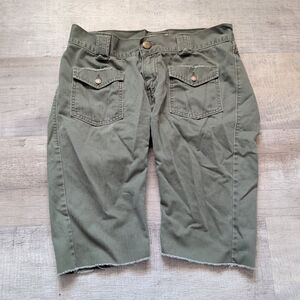 Levis Tab Twille Khaki Green Military Cargo Bermudas Shorts Cut Off Size 7 Y2K